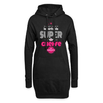 super cheffe 100% parfaite t-shirt humour - Sweat-shirt à capuche long Femme - noir - Devant