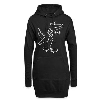 Freundliches Cartoon Krokodile auf Skateboard. - Hoodie-Kleid - Schwarz - Vorne