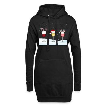 Weihnachten oder auch Weinachten, Weinliebhaber - Hoodie-Kleid - Schwarz - Vorne