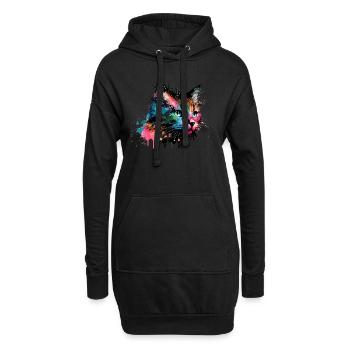 Mignon petit chat Pour les amoureux des chats Coloré - Sweat-shirt à capuche long Femme - noir - Devant