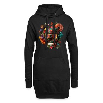Mexiko Totenkopf, Sugar Skull, Zucker-Schädel - Hoodie-Kleid - Schwarz - Vorne