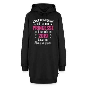 Princesse Née en 2019 - Cadeau D'anniversaire 2019 - Sweat-shirt à capuche long Femme - noir - Devant