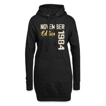 Né en novembre 1984 - Edition 1984 - Sweat-shirt à capuche long Femme - noir - Devant