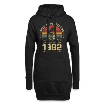 1982 Original Vintage Anniversaire 1982 rétro - Sweat-shirt à capuche long Femme - noir - Devant