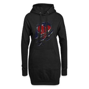 Gebrochenes Herz und Sicherheitsnadeln zerissen - Hoodie-Kleid - Schwarz - Vorne