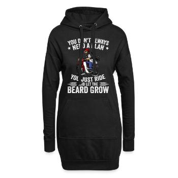 Motorcycle Beard Biker Full Beard Bike Rocker - Sweat-shirt à capuche long Femme - noir - Devant