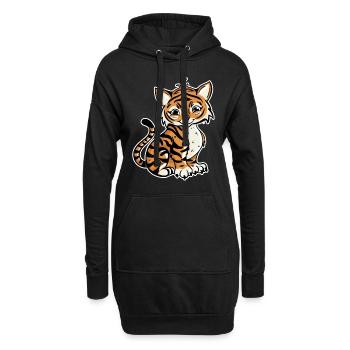Tigre - Sweat-shirt à capuche long Femme - noir - Devant