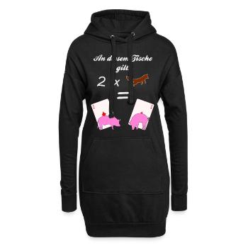 Doppelkopf Tradition Schweinchen Regel 2 Füchse - Hoodie-Kleid - Schwarz - Vorne