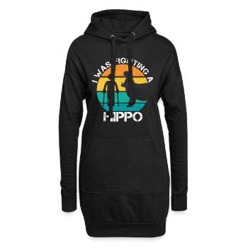 I Was Fighting A Hippo Gebrochenes Bein Gipsbein - Hoodie-Kleid - Schwarz - Vorne