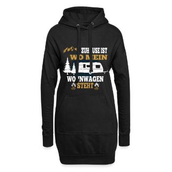 Zuhause ist wo mein Wohnwagen steht - Hoodie-Kleid - Schwarz - Vorne