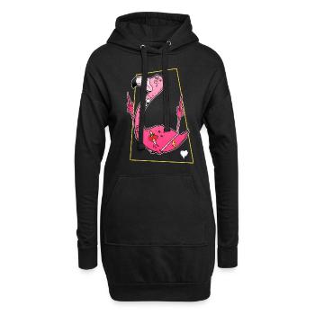 Flamingo Mittelfinger Tattoos Böse Lustig - Hoodie-Kleid - Schwarz - Vorne