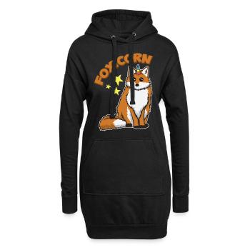 eine süße Mischung zwischen Fuchs und Einhorn - Hoodie-Kleid - Schwarz - Vorne