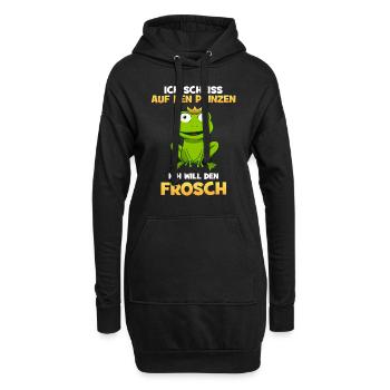 Ich scheiss auf den Prinzen ich will den Frosch - Hoodie-Kleid - Schwarz - Vorne