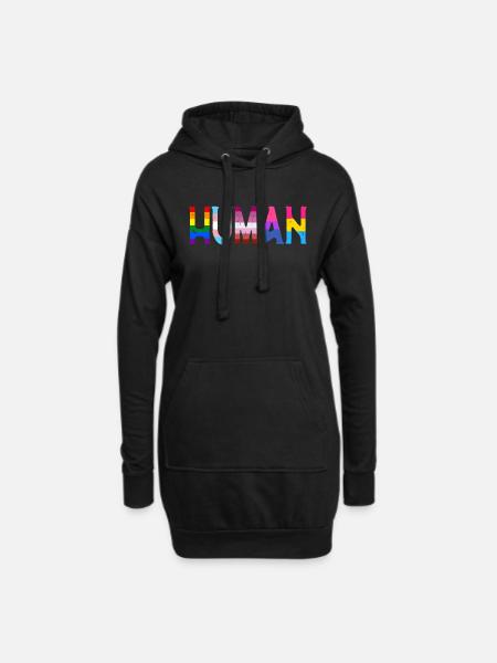 Menschliche LGBTQ-Flagge - LGBTQ - Hoodie-Kleid - Schwarz