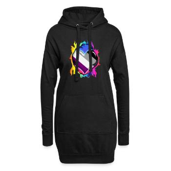 LGBTQ Pride Heart - Asexuell - Hoodie-Kleid - Schwarz - Vorne