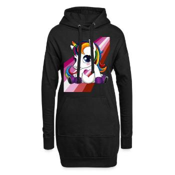 Einhorn mit Lesben Flagge Herz - LGBTQ Lesben - Hoodie-Kleid - Schwarz - Vorne