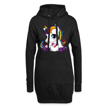 Einhorn mit Lesben Flagge Herz - Lesben Farbe - Hoodie-Kleid - Schwarz - Vorne