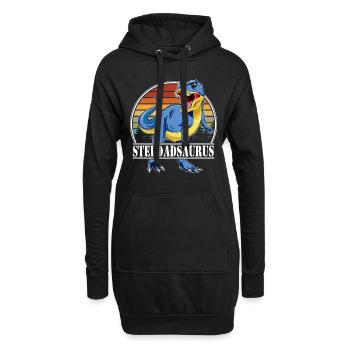 Dinosaurier-Familie - Stepdadsaurus - Hoodie-Kleid - Schwarz - Vorne