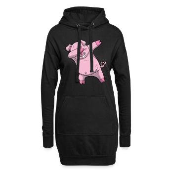 Dabbing Schwein Dab Sau Shirt Kinder Siegespose - Hoodie-Kleid - Schwarz - Vorne