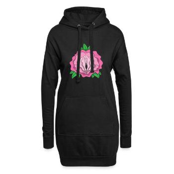Rosen Muschi Shirt Scheiden Blume Vagina Pflanze - Hoodie-Kleid - Schwarz - Vorne