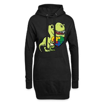 Dinosaures de l'autisme - Sweat-shirt à capuche long Femme - noir - Devant