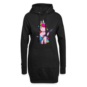 Einhorn E-Gitarre Girl Band Rock Pferd Sängerin - Hoodie-Kleid - Schwarz - Vorne