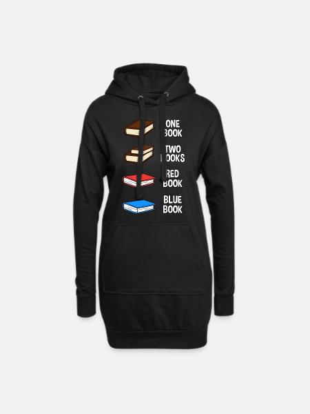 One Book Two Books Red Book Blue Book - Hoodie Dress - black