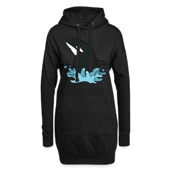 épaulard - Sweat-shirt à capuche long Femme - noir - Devant