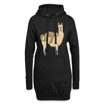 Faultier reitet auf Lama - Hoodie-Kleid - Schwarz - Vorne