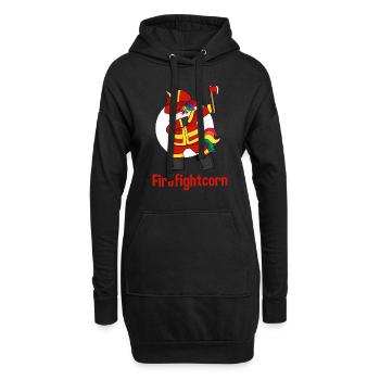 Feuerwehr Einhorn - Hoodie-Kleid - Schwarz - Vorne