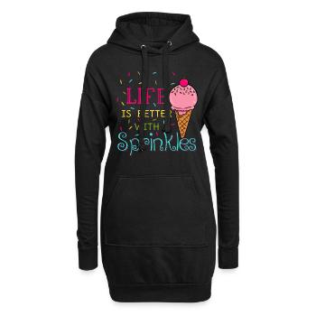 Life Is Better With Sprinkles - Hoodie-Kleid - Schwarz - Vorne