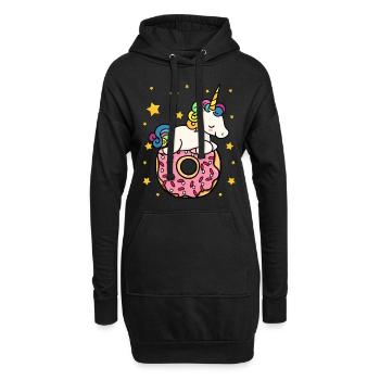 Unicorn Donut - Hoodie-Kleid - Schwarz - Vorne