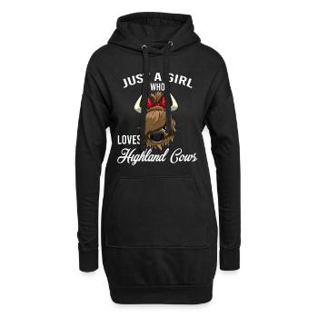 Just A Girl Who Loves Highland Cows Hochlandrind - Hoodie-Kleid - Schwarz - Vorne