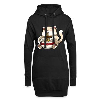 Ramen Katze - Hoodie-Kleid - Schwarz - Vorne