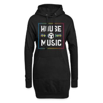 House music, House music Party, Rave, - Sweat-shirt à capuche long Femme - noir - Devant