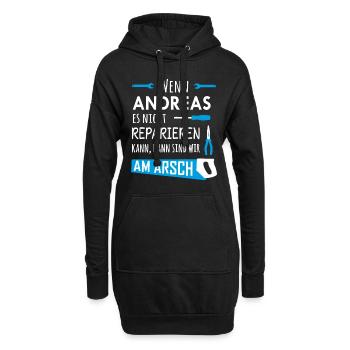 Lustiger Heimwerker und Handwerker Spruch Andreas - Hoodie-Kleid - Schwarz - Vorne