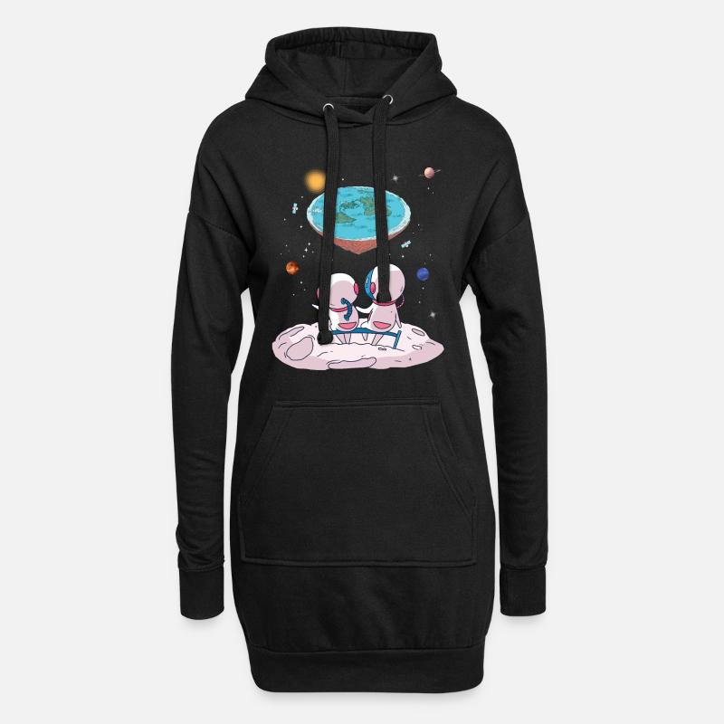 Die Erde ist flach, die Erde ist eine Scheibe - Hoodie-Kleid - Schwarz