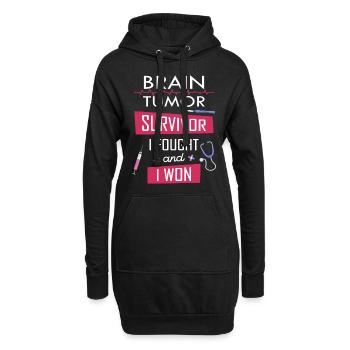Survivant d’une tumeur cérébrale, je me suis battu et j’ai gagné - Sweat-shirt à capuche long Femme - noir - Devant
