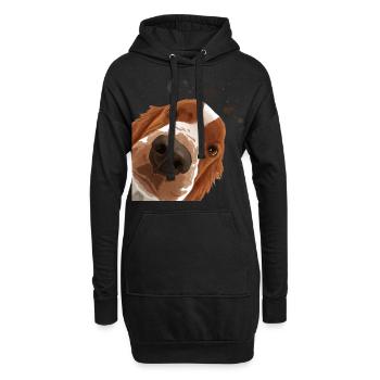 Curieux Welsh Springer Spaniel chien - Sweat-shirt à capuche long Femme - noir - Devant
