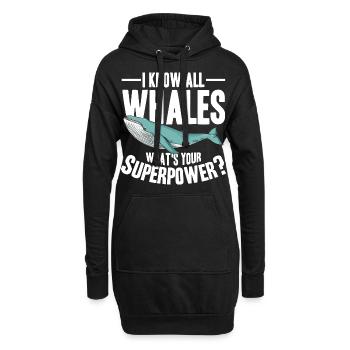 Wale beobachten | Wal Meerestier Meer Geschenke - Hoodie-Kleid - Schwarz - Vorne