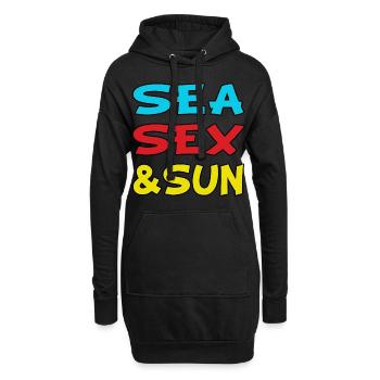 sea sex and sun - Sweat-shirt à capuche long Femme - noir - Devant