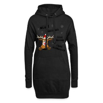 Rentier Weihnachten - Hoodie-Kleid - Schwarz - Vorne