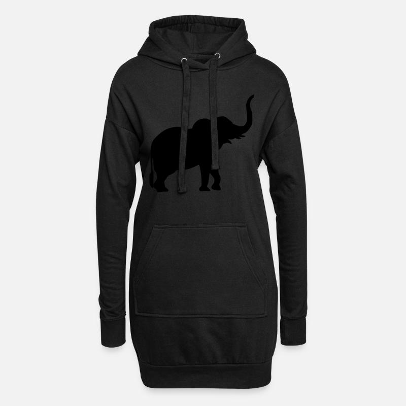 Elefant - Hoodie-Kleid - Schwarz