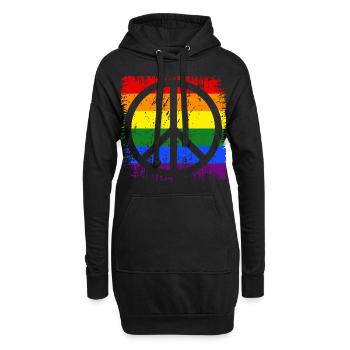 Peacezeichen Regenbogen - Hoodie-Kleid - Schwarz - Vorne
