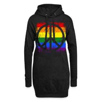 Peacezeichen Regenbogen - Hoodie-Kleid - Schwarz - Vorne