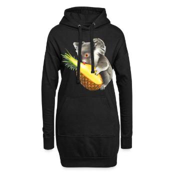 Koala et ananas - Sweat-shirt à capuche long Femme - noir - Devant