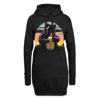Épi de maïs au coucher du soleil - Sweat-shirt à capuche long Femme - noir - Devant