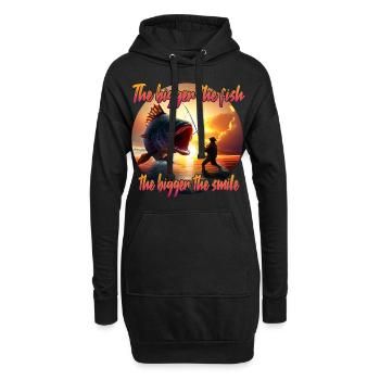 The Bigger the Fish the Bigger the Smile - Hoodie-Kleid - Schwarz - Vorne