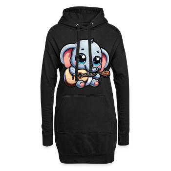 Elefant Gitarre spielen Jumbo Melodien Baby Te - Hoodie-Kleid - Schwarz - Vorne