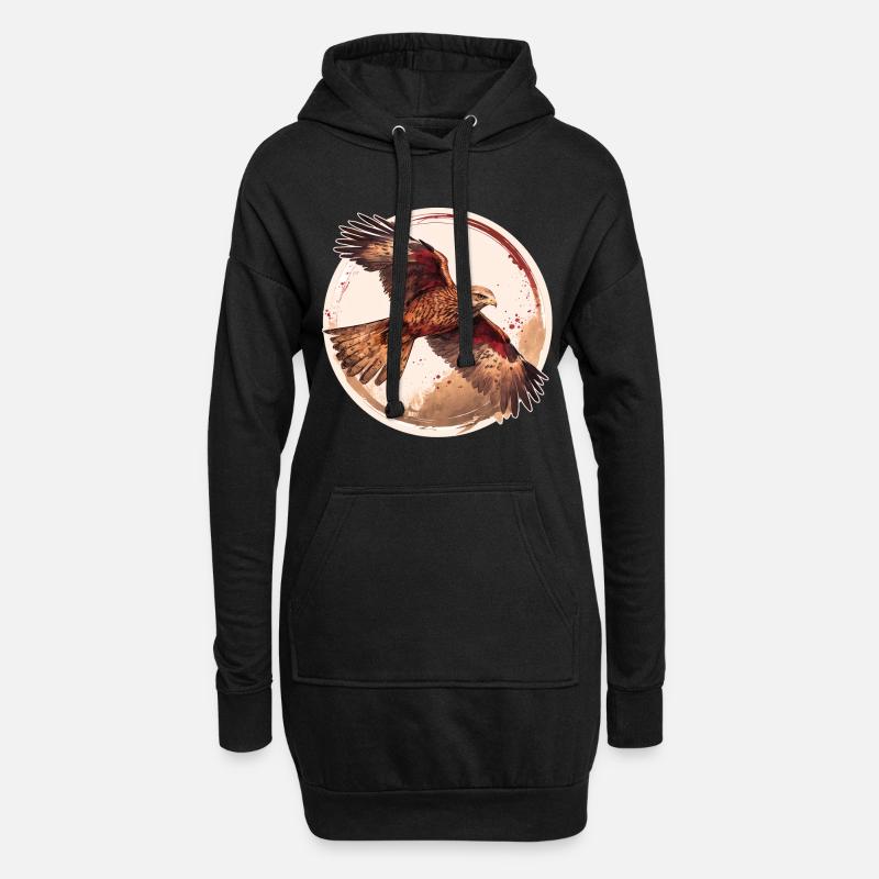 Rotmilan Greifvogel - Hoodie-Kleid - Schwarz